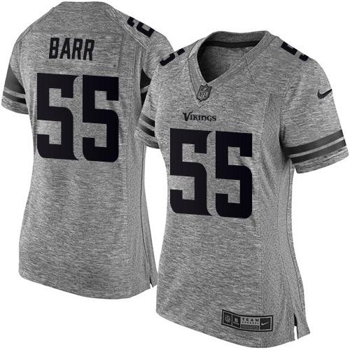 Minnesota Vikings #55 Anthony Barr Gray Women's Stitched Limited Gridiron Gray Jersey Womens