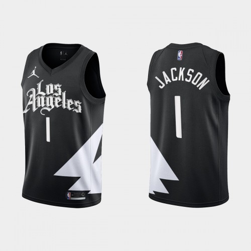 Los Angeles Los Angeles Clippers #1 Reggie Jackson Black Mens 2022-23 Statement Edition Jersey Mens