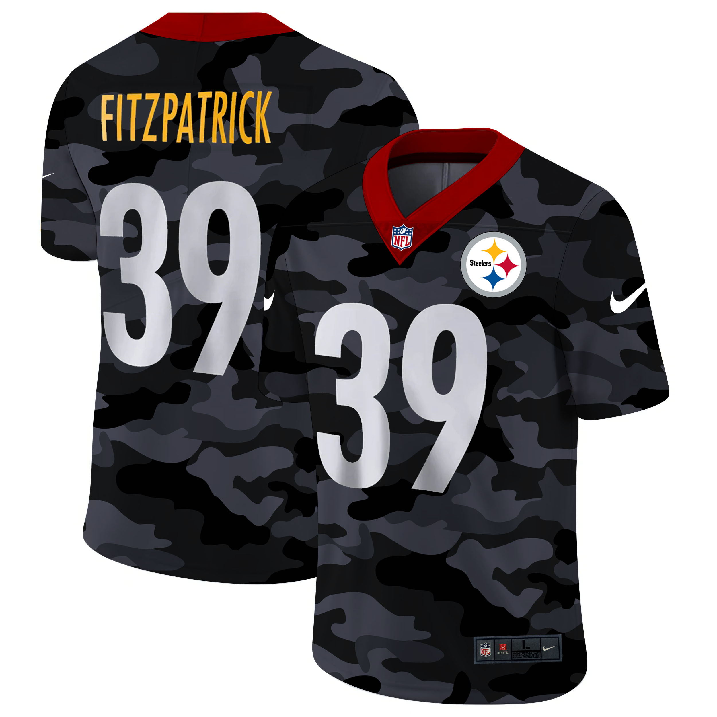 Pittsburgh Steelers #39 Minkah Fitzpatrick Men's 2020 Black CAMO Vapor Untouchable Limited Stitched Jersey