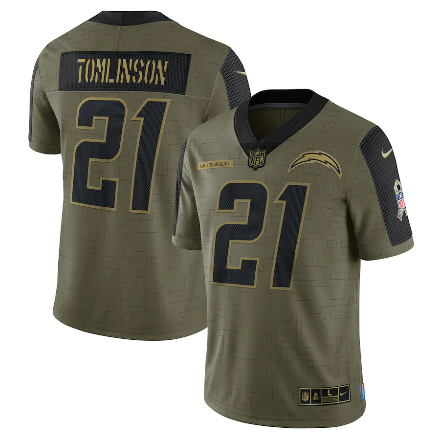 Los Angeles Chargers #21 LaDainian Tomlinson Olive 2021 Salute To Service Limited Player Jersey