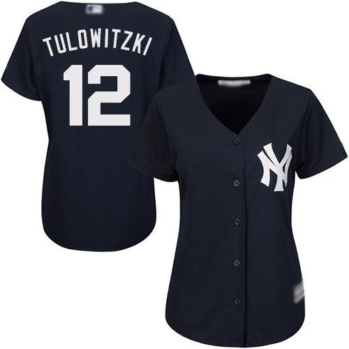 New York Yankees #12 Troy Tulowitzki Navy Blue Alternate Women's Stitched Jersey Womens