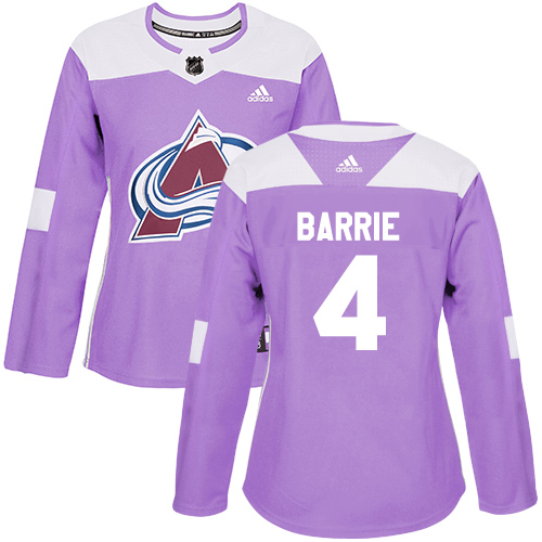 Adidas Colorado Avalanche #4 Tyson Barrie Purple Authentic Fights Cancer Women's Stitched Jersey Womens