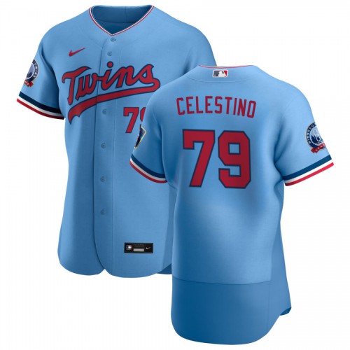 Minnesota Minnesota Twins #79 Gilberto Celestino Men's Light Blue Alternate 2020 60th Season Authentic Team Jersey Men's