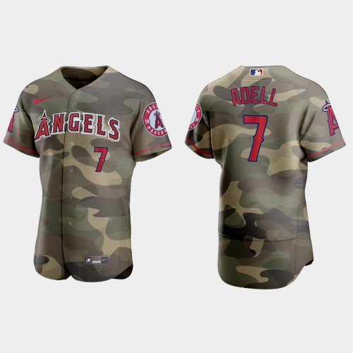 Los Angeles Los Angeles Angels #7 Jo Adell Men's 2021 Armed Forces Day Authentic Jersey -Camo Men's