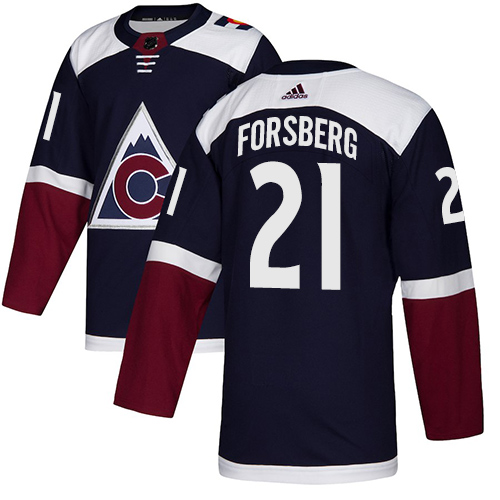 Adidas Colorado Avalanche #21 Peter Forsberg Navy Alternate Authentic Stitched Jersey Men's