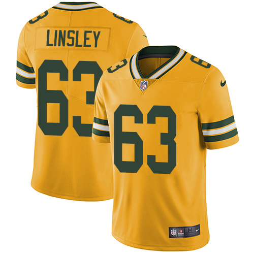 Green Bay Packers #63 Corey Linsley Yellow Men's Stitched Limited Rush Jersey Men's