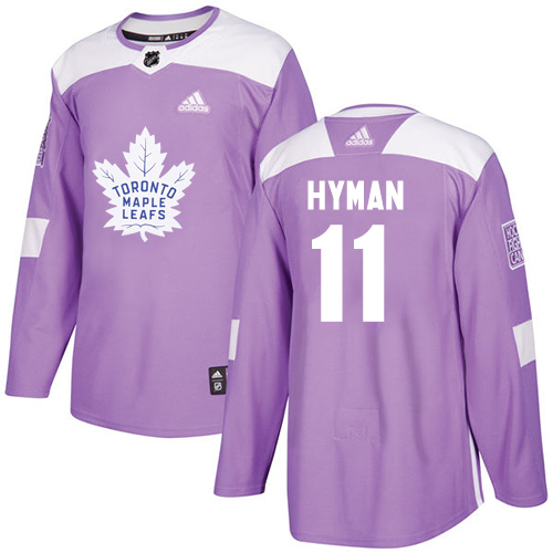 Adidas Maple Toronto Maple Leafs #11 Zach Hyman Purple Authentic Fights Cancer Stitched Jersey Men's