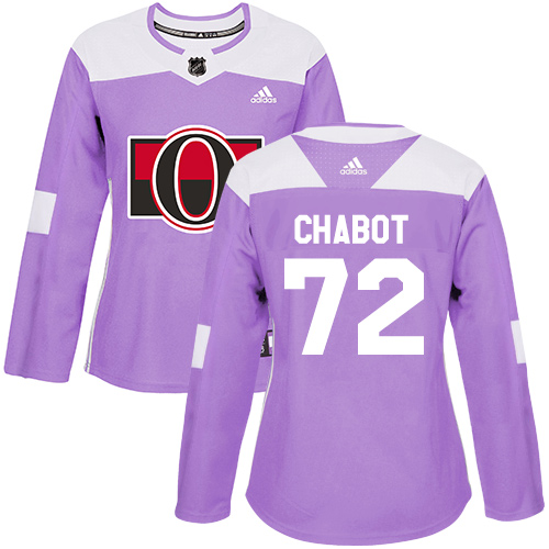 Adidas Ottawa Senators #72 Thomas Chabot Purple Authentic Fights Cancer Women's Stitched Jersey Womens
