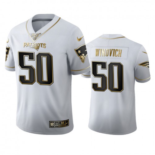 New England New England Patriots #50 Chase Winovich Men's White Golden Edition Vapor Limited 100 Jersey Men's
