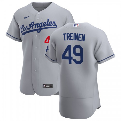 Los Angeles Los Angeles Dodgers #49 Blake Treinen Men's Gray Road 2020 Authentic Team Jersey Men's