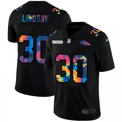 Denver Denver Broncos #30 Phillip Lindsay Men's Multi-Color Black 2020 Crucial Catch Vapor Untouchable Limited Jersey Men's