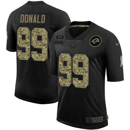 Los Angeles Rams #99 Aaron Donald Men's 2020 Salute To Service Camo Limited Jersey Black