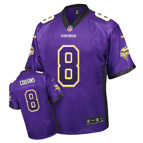 Vikings #8 Kirk Cousins Purple Team Color Men's Stitched Elite Drift Fashion Jersey