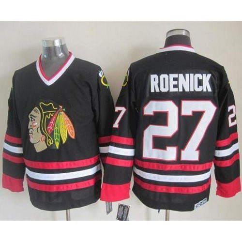 Chicago Blackhawks #27 Jeremy Roenick Black CCM Throwback Stitched Jersey Men's