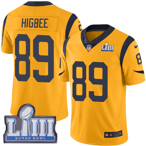 Los Angeles Rams #89 Tyler Higbee Gold Super Bowl LIII Bound Men's Stitched Limited Rush Jersey Men's