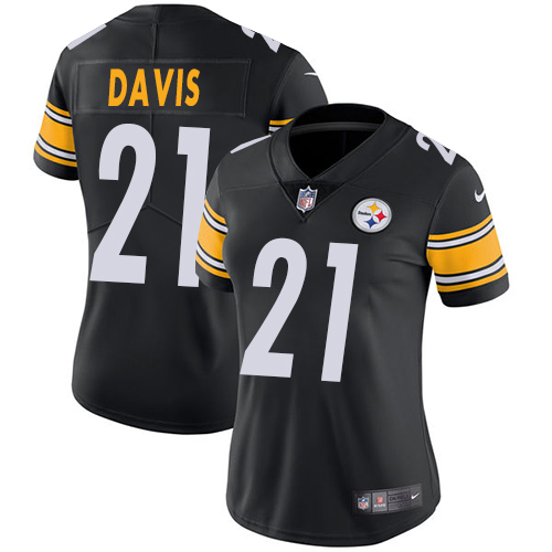 Pittsburgh Steelers #21 Sean Davis Black Team Color Women's Stitched Vapor Untouchable Limited Jersey Womens