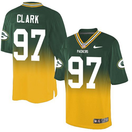 Green Bay Packers #97 Kenny Clark Green/Gold Men's Stitched Elite Fadeaway Fashion Jersey Men's