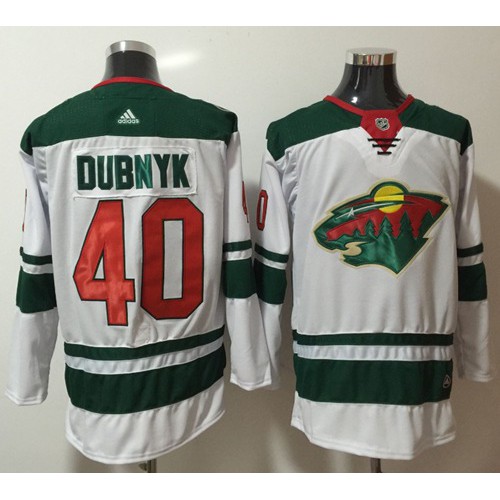 Adidas Minnesota Wild #40 Devan Dubnyk White Road Authentic Stitched Jersey Men's