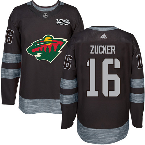 Adidas Minnesota Wild #16 Jason Zucker Black 1917-2017 100th Anniversary Stitched Jersey Men's