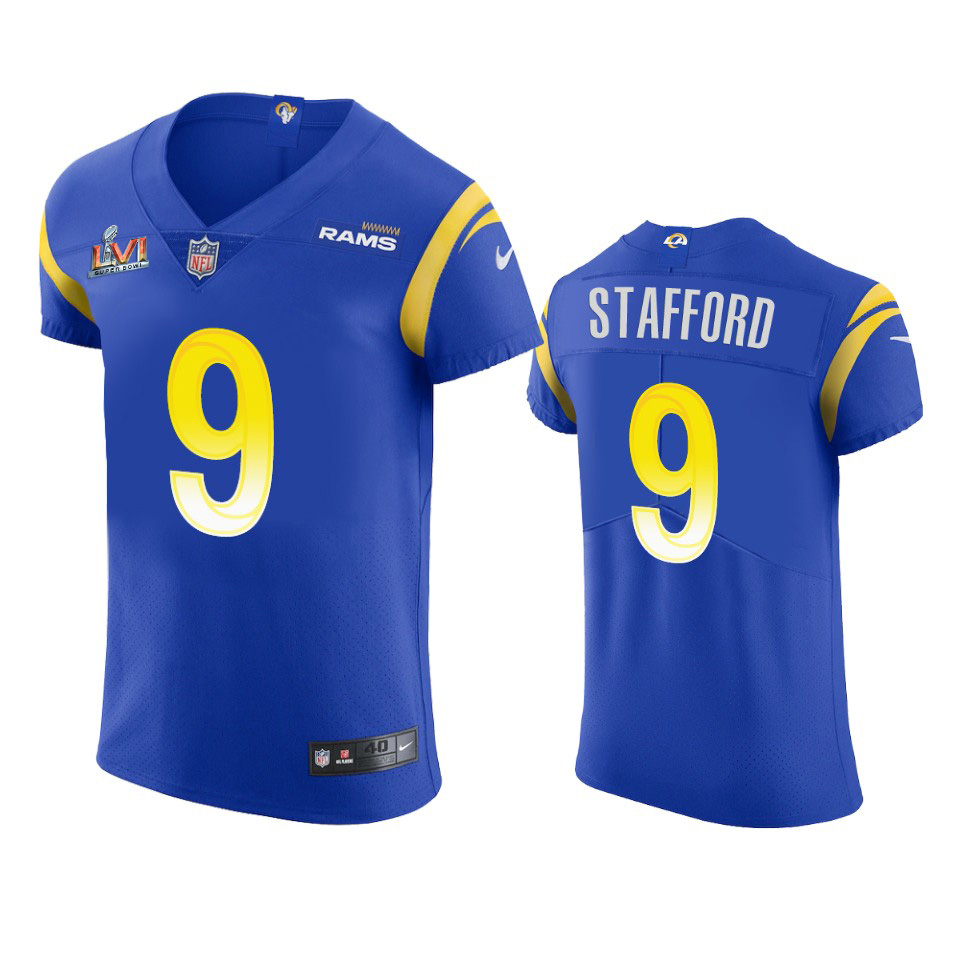 Los Angeles Rams #9 Matthew Stafford Men's Super Bowl LVI Patch Vapor Elite Player Jersey - Royal
