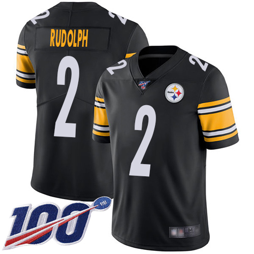 Pittsburgh Steelers #2 Mason Rudolph Black Team Color Men's Stitched 100th Season Vapor Limited Jersey Men's