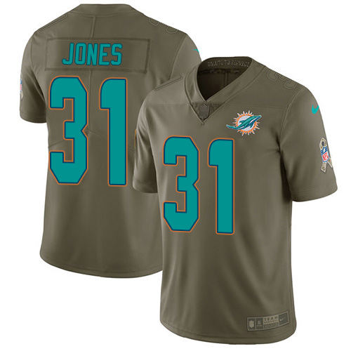 Miami Dolphins #31 Byron Jones Olive Men's Stitched Limited 2017 Salute To Service Jersey Men's