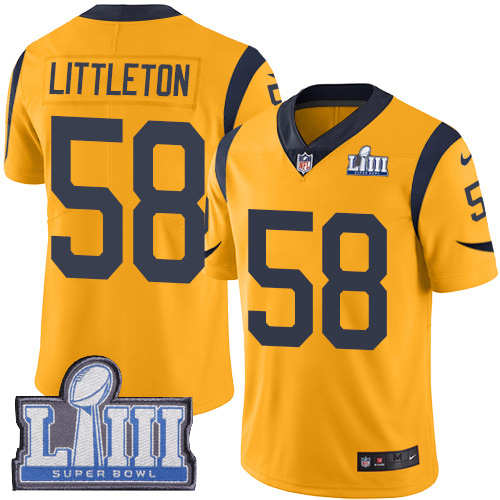 Los Angeles Rams #58 Cory Littleton Gold Super Bowl LIII Bound Men's Stitched Limited Rush Jersey Men's