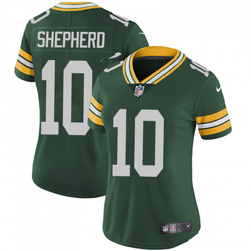 Green Bay Packers #10 Darrius Shepherd Green Team Color Women's Stitched Vapor Untouchable Limited Jersey Womens