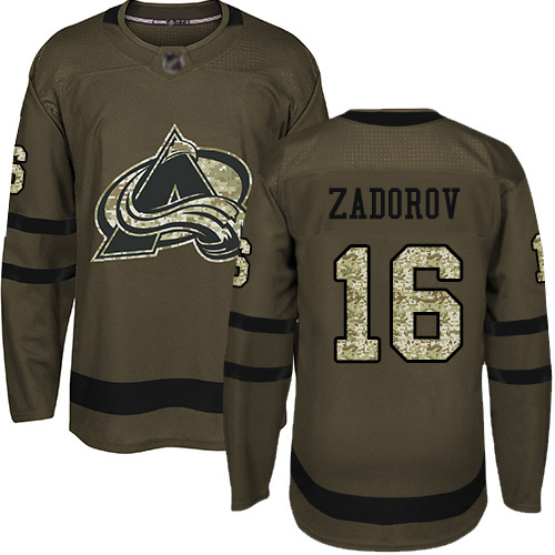 Adidas Colorado Avalanche #16 Nikita Zadorov Green Salute to Service Stitched Jersey Men's