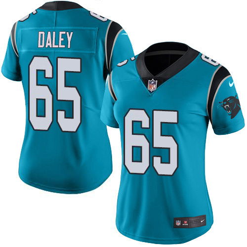 Carolina Panthers #65 Dennis Daley Blue Women's Stitched Limited Rush Jersey Womens