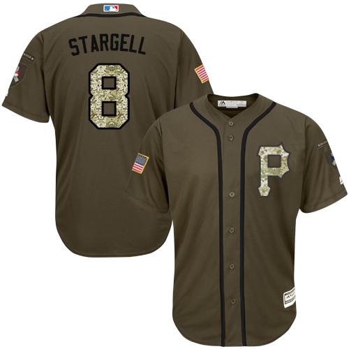 Pittsburgh Pirates #8 Willie Stargell Green Salute to Service Stitched Jersey Men's