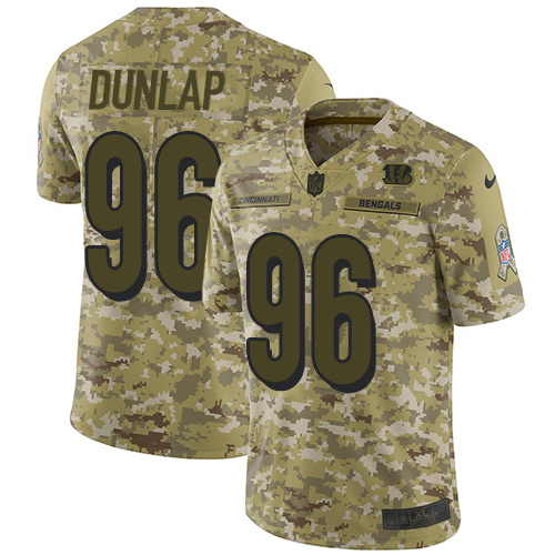Cincinnati Bengals #96 Carlos Dunlap Camo Youth Stitched Limited 2018 Salute to Service Jersey Youth