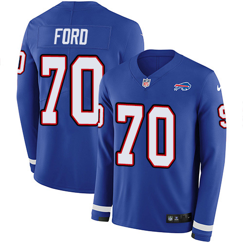 Buffalo Bills #70 Cody Ford Royal Blue Team Color Men's Stitched Limited Therma Long Sleeve Jersey Men's
