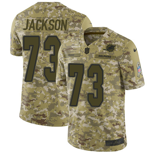 Miami Dolphins #73 Austin Jackson Camo Men's Stitched Limited 2018 Salute To Service Jersey Men's