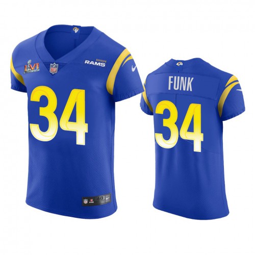 Los Angeles Los Angeles Rams #34 Jake Funk Men's Super Bowl LVI Patch Vapor Elite Player Jersey - Royal Men's