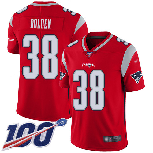 New England Patriots #38 Brandon Bolden Red Men's Stitched Limited Inverted Legend 100th Season Jersey Men's