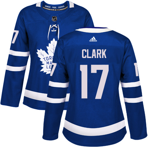 Adidas Maple Toronto Maple Leafs #17 Wendel Clark Blue Home Authentic Women's Stitched Jersey Womens