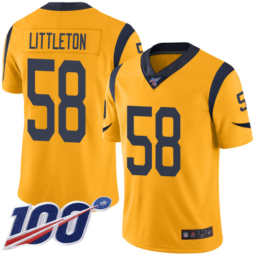 Los Angeles Rams #58 Cory Littleton Gold Men's Stitched Limited Rush 100th Season Jersey Men's