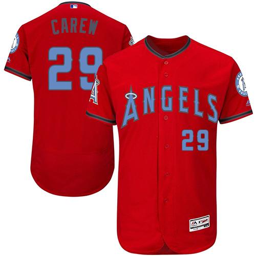 Los Angeles Angels of Anaheim #29 Rod Carew Red Flexbase Authentic Collection Father's Day Stitched Jersey Men's
