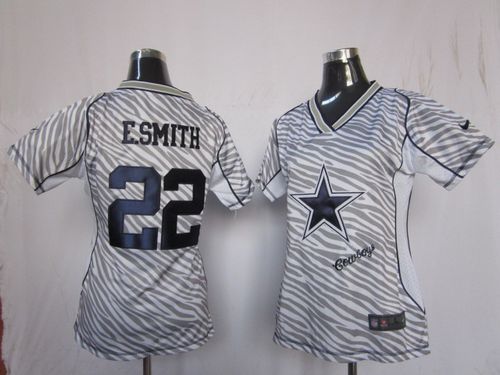 Cowboys #22 Emmitt Smith Zebra Women's Stitched Elite Jersey