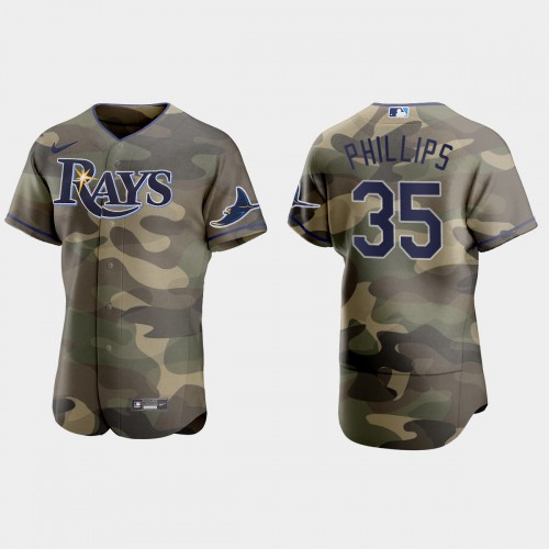 Tampa Bay Tampa Bay Rays #35 Brett Phillips Men's 2021 Armed Forces Day Authentic Jersey -Camo Men's