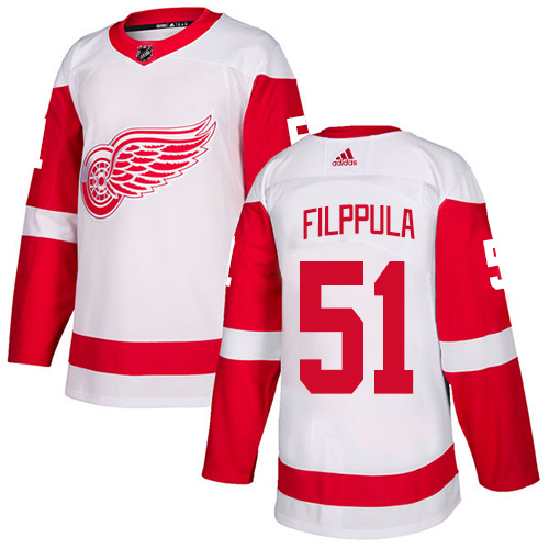 Adidas Detroit Red Wings #51 Valtteri Filppula White Road Authentic Stitched Jersey Men's
