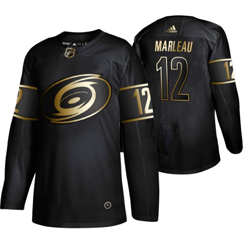 Adidas Carolina Hurricanes #12 Patrick Marleau Men's 2019 Black Golden Edition Authentic Stitched Jersey Men's