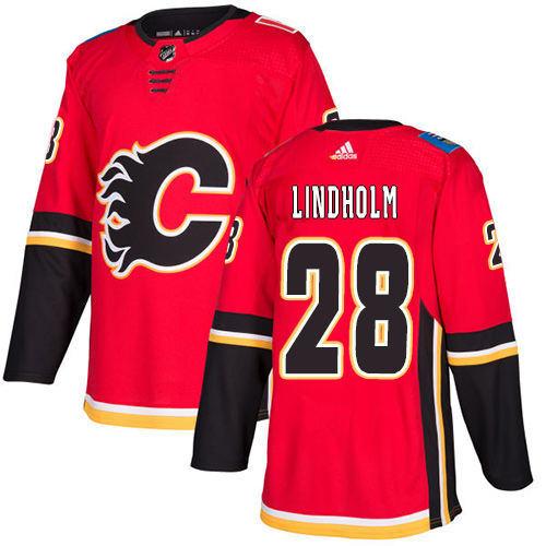 Adidas Calgary Flames #28 Elias Lindholm Red Home Authentic Stitched Youth Jersey Youth