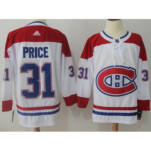 Adidas Montreal Canadiens #31 Carey Price White Road Authentic Stitched Jersey Men's