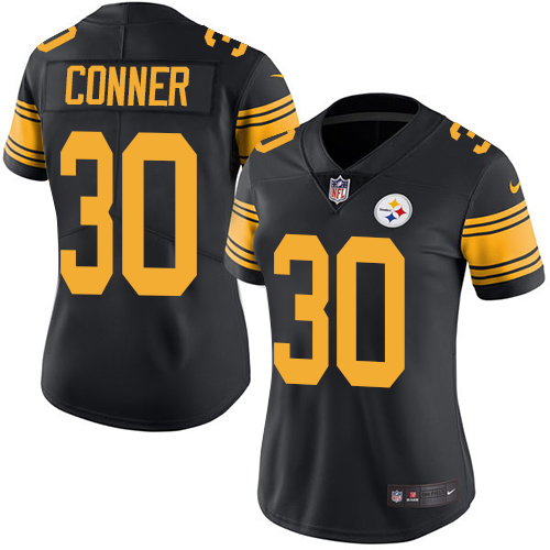 Pittsburgh Steelers #30 James Conner Black Women's Stitched Limited Rush Jersey Womens