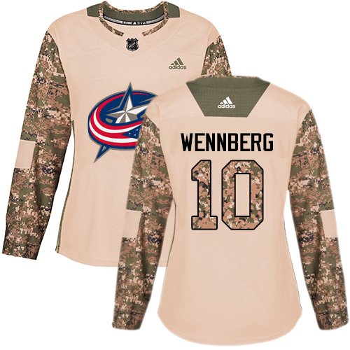 Adidas Columbus Blue Jackets #10 Alexander Wennberg Camo Authentic 2017 Veterans Day Women's Stitched Jersey Womens
