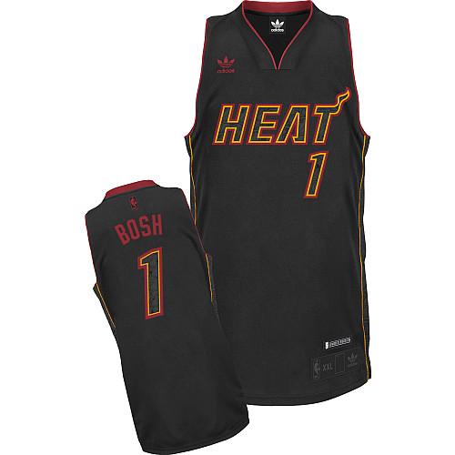 Miami Heat #1 Chris Bosh Carbon Fiber Fashion Black Stitched Jersey Mens