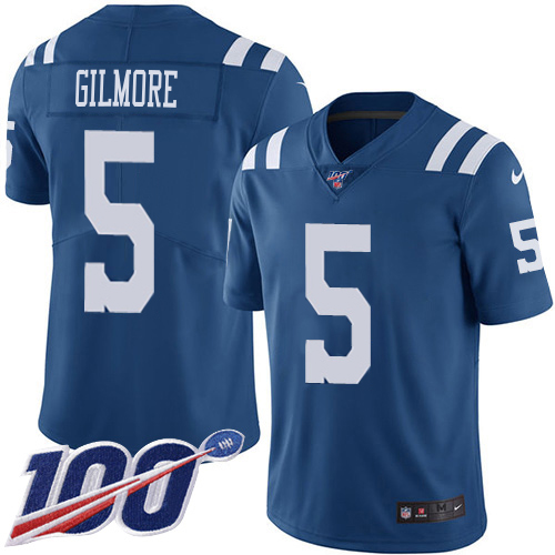 Colts #5 Stephon Gilmore Royal Blue Men's Stitched Limited Rush 100th Season Jersey