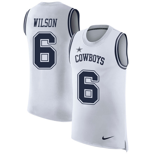 Cowboys #6 Donovan Wilson White Men's Stitched Limited Rush Tank Top Jersey